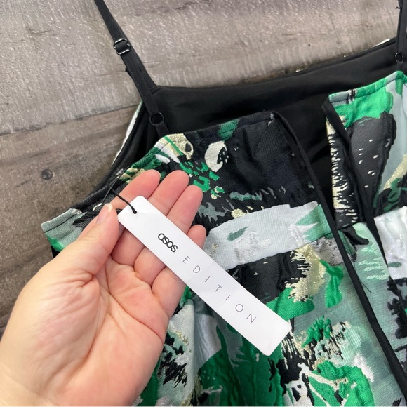 NWT US 10 ASOS EDITION tiered cami midi dress in abstract floral jacquard - Picture 6 of 12